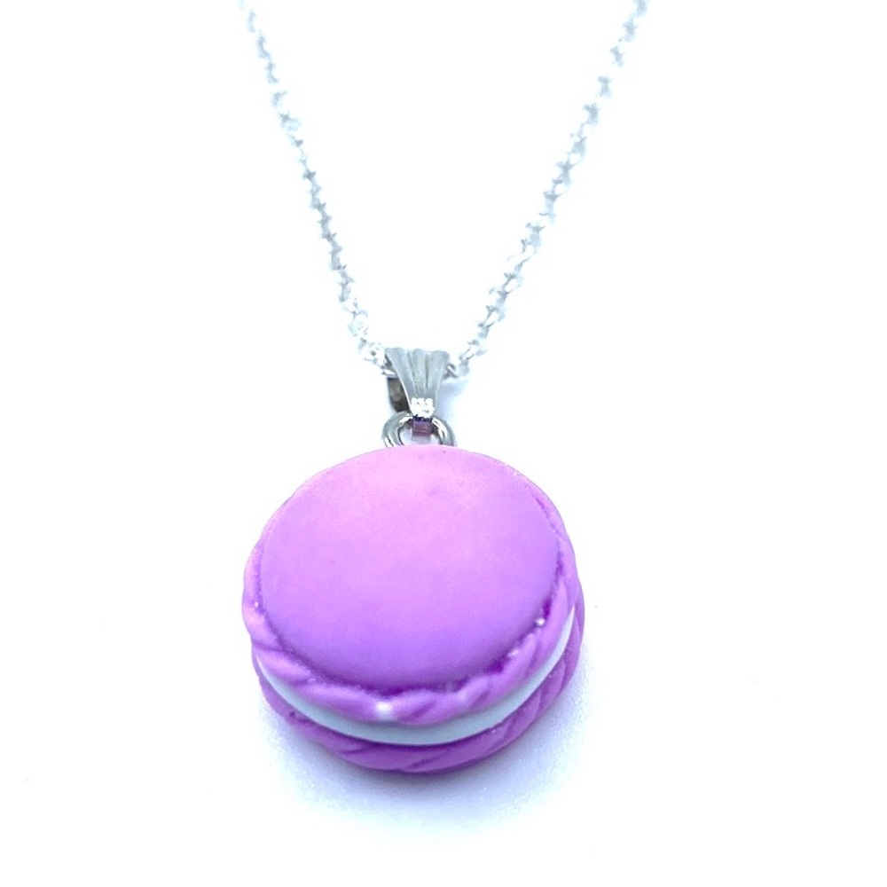 Purple French Macaron Necklace Cookie